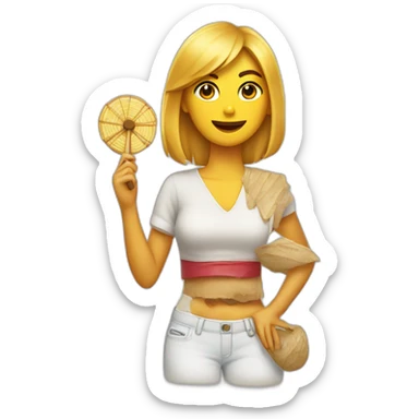 chica con abanico en la mano sticker