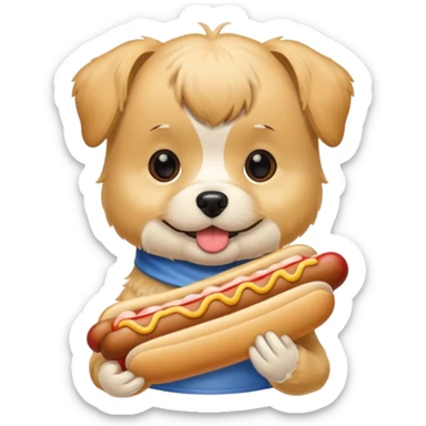 Morkie eating hot dog sticker