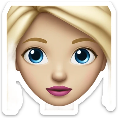 Blonde Long hair girl blue eyes big pink lips small nose beautiful  sticker