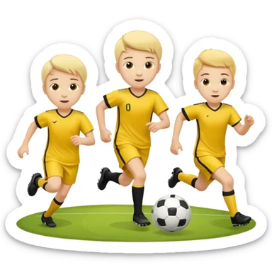 kids play soocer in yellow dress, boys sticker