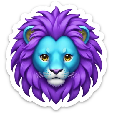 glitter purple and cian lion sticker