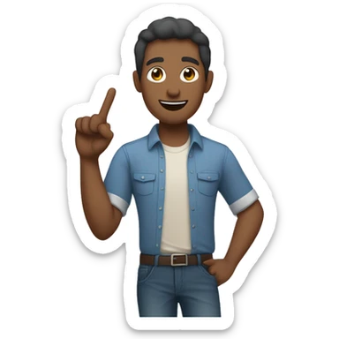 brown skinned man with his hand in the doing a shaka , there is a speech bubble saying “yoza”, he is wearing a blue shirt  sticker