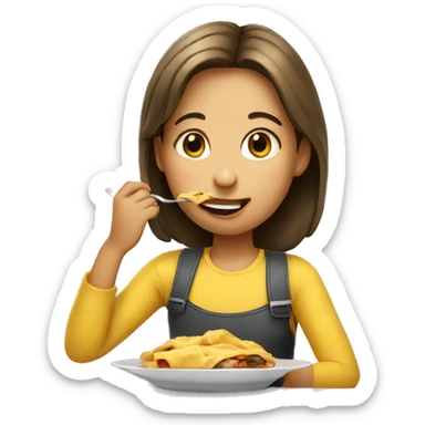 girl eating sticker