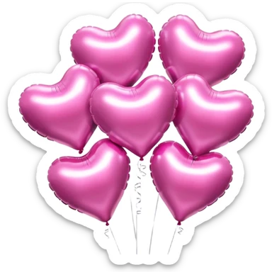 six Aesthetic pink metallic inflatable heart-shaped balloos sticker