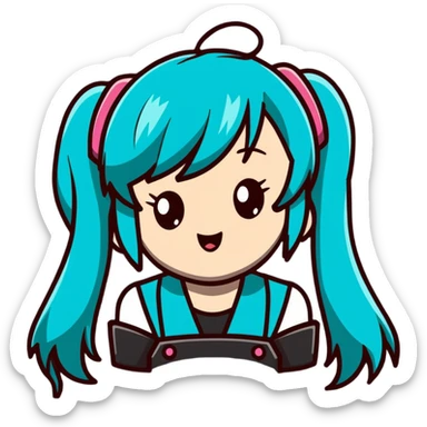 Hatsune Miku surprised reaction with shocked expression sticker
