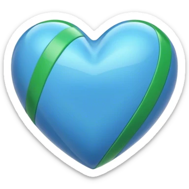 Glossy blue heart with green athletic stripes sticker