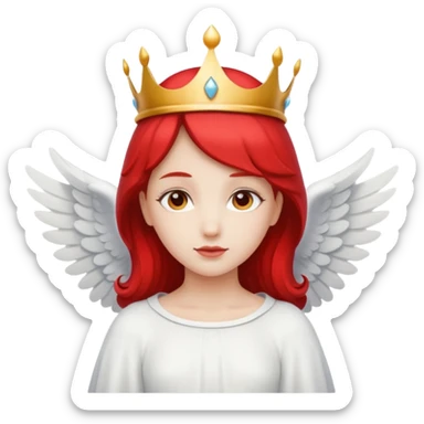 an angel with a red crown on her head, 4 wings sticker