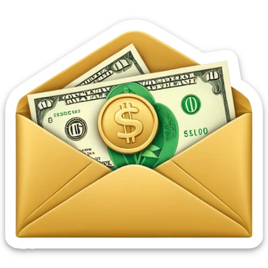 money in an envelope sticker
