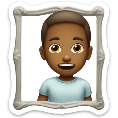 the child shows his tongue in front of the mirror sticker