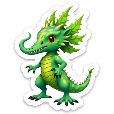 a colorful edgy vernid-fionbri-creature with splash patterns full body sticker