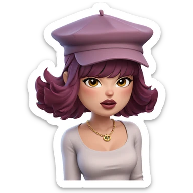 blushing girl in a hat sticker