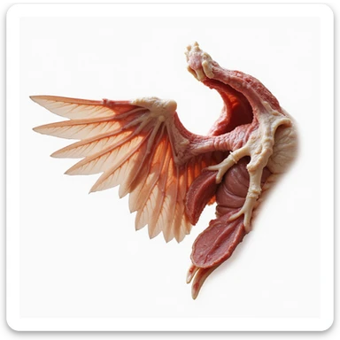 anatomical scapulae with wings, well highlighted and detailed, isolated on white background, realistic style sticker