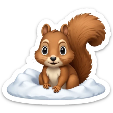 squirrel poking its head out of snow hill sticker