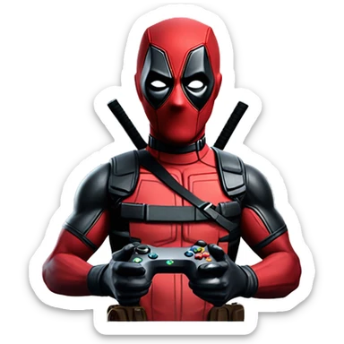 Deadpool holding xbox controller sticker