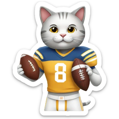 Cat with a football tshirt  sticker