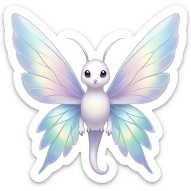  Iridescent white pale wings-ears, fairy-like-fakemon-creature  sticker