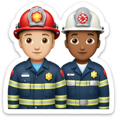 Fireman and Paramedic standing together sticker