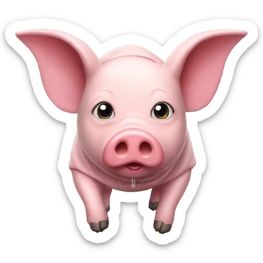 flying pig wearing a yellow hoodie sticker