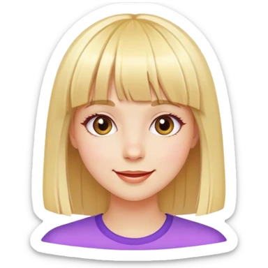 painter girl with straight blonde hair and very cheerful and colorful bangs sticker