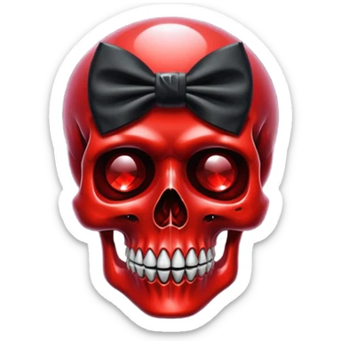 make me a Emoji with a black bow around a red crystal skull mythical sticker