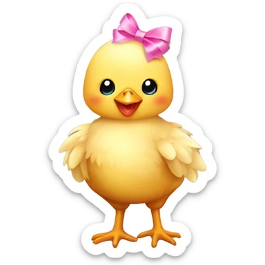 Baby chicken with pink bow sticker