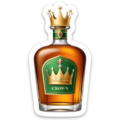 green label Crown Whiskey bottle, detailed sticker