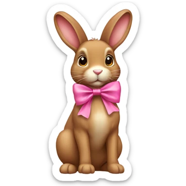 Light brown bunny with pink bow sticker