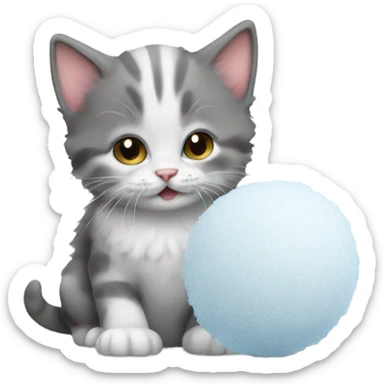 kitten with snowball sticker