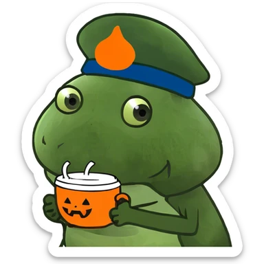 A cute pumpkin holding a cup  sticker