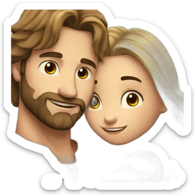 Handsome man whith long hair and beard hugging pretty girl sticker