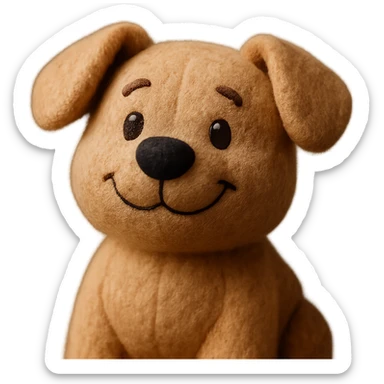 a happy dog plush portrait, fluffy and cute sticker