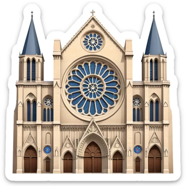 Notre Dame Cathedral in Paris with its iconic Gothic architecture, twin towers, and rose window sticker