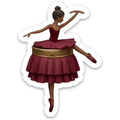 burgundy music box with ballerina standing back sticker
