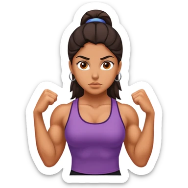 Hispanic girl determined look, muscles sticker