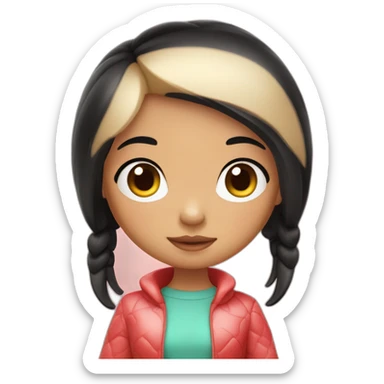 girl strawberry sonny angel with black hair and tan skin sticker