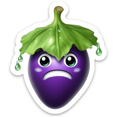 Mischievous Eggplant with water dripping from the bottom sticker