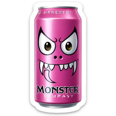 Pink monster energy drink with the logo of original monster company energy drink do not add the face in it just normal monster can  sticker