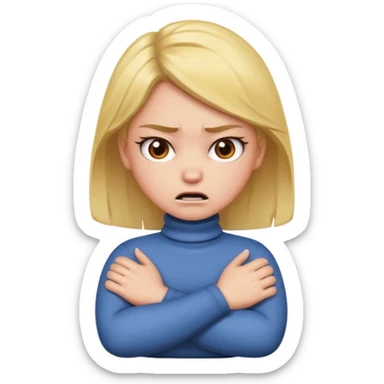 girl crossing arms holding neck angry sticker
