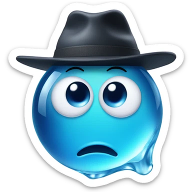 Water drop with eyes wearing a hat sticker