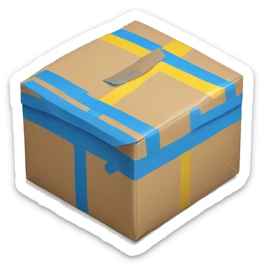 shipment parcel with yellow and blue stripes sticker