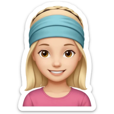 Girl wearing cloth headband and smile sticker