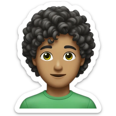 Jeune homme Algérien avec des cheveux noir curly et des yeux vert et un jawline charp sticker