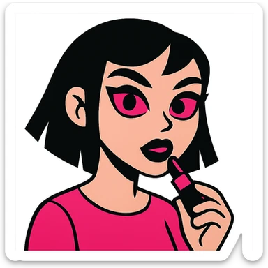 gothic lipstick, black and pink, vibrant toon style sticker