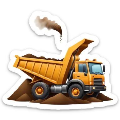 dump truck dumping dirt sticker
