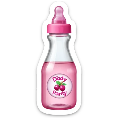 realistic baby oil style bottle pink cap pink logo clear bottle with berry logo with diddy party written and a berry on top bottle sticker