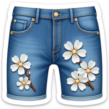 white sakura with a denim texture sticker