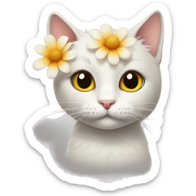 CAT with flower  sticker