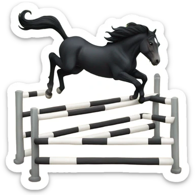 BLACK HORSE JUMPING AN OBTACLE, THE HORSE IS COMPLETELY BLACK  sticker
