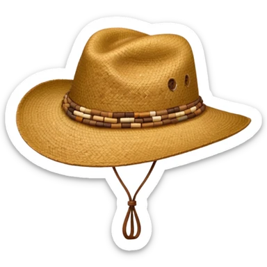 Austrailian bush hat with cork hanging down sticker