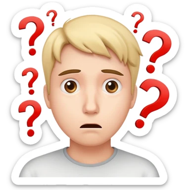 confused face with question marks around head, bewildered expression sticker